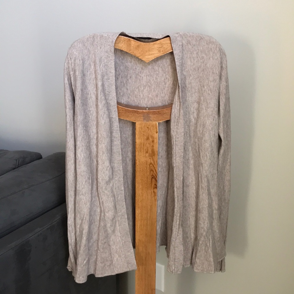 Cyrus Open Front Draped Cardigan Sweater - Oatmeal Beige / Size M